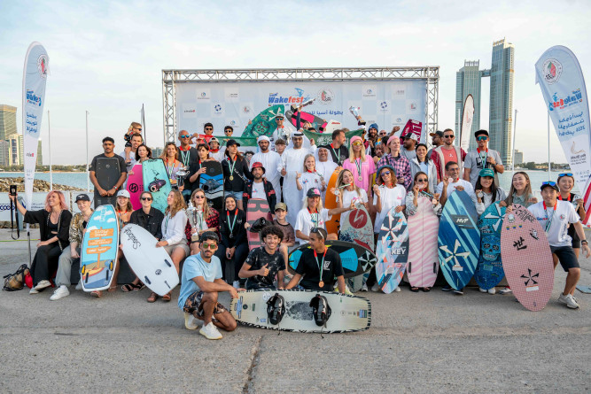 Ali Al Nuaimi leads the wakeboard category at the Asian Wakefest Abu Dhabi Championship