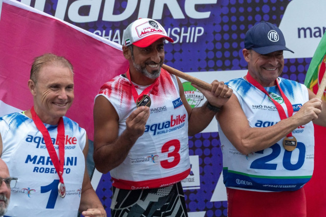 An achievement for the UAE in marine sports: Rashid Al Mulla is crowned World Aquabike Champion in the Freestyle Category for the sixth time